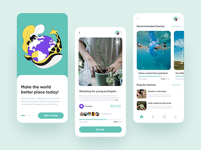 Mobile Donation App app charity community design donate donation education fundraising green health help ngo peace philanthropy support ui volunteer