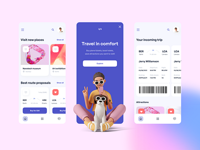 Booking app 3d app clean design gotoinc minimal mobile mobile app travel ui