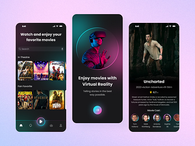 Watch movie with Virtual Reality design figma illustration prototype redesign ui uidesign ux