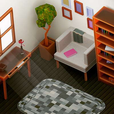 Reading Corner 3d blender digital artwork illustration