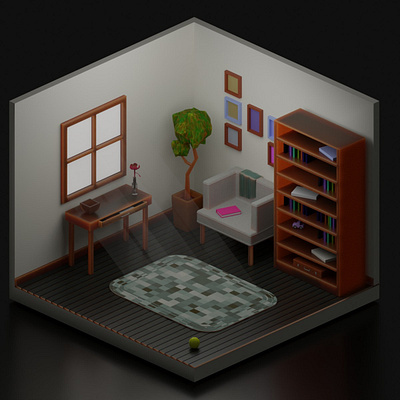 Reading Corner [Full] 3d blender digital artwork illustration isometric
