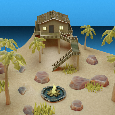 Island Escape 3d blender digital artwork illustration