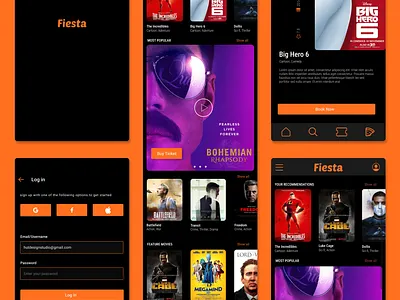 Cinema App app graphic design ui ux