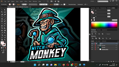Witch Monkey Esport Mascot Logo ape chimpanzee design esport game design gorilla illustration king kong mascot logo