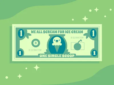 In Ice Cream We Trust art currency cute design food ice cream illustration limited palette monochromatic vector