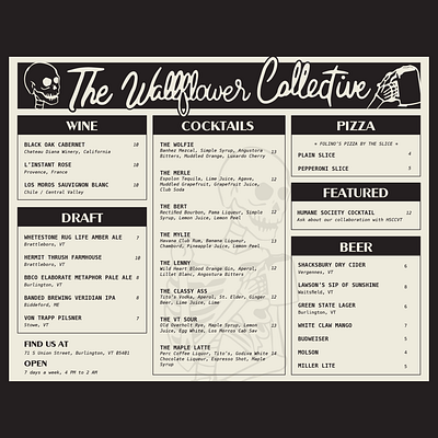 The Wallflower Collective Menu branding design icon illustratedmenu illustration logo menu menudesign typography
