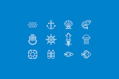 Wichita Aquarium Icons aquarium blue coral fish grid icon icons minimal monoline nautical ocean reef sea shrimp wichita