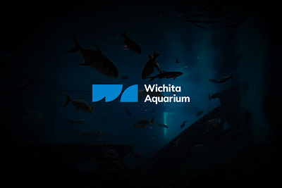 Wichita Aquarium Logo aquarium block fish icon minimal monogram ocean type water wichita window