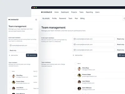 Team management page — Untitled UI admin dashboard figma minimal minimalism navigation preferences product design settings simple table tables ui design web app