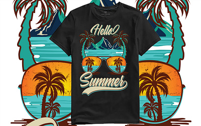 Hello summer graphic t shirt design california t shirt design custom tshirt design graphicdesign hello summer hello summer tshirt design holiday t shirts illustration palm tree print shirt summer graphic summer t shirt design t shirt design t shirt design typography vacation t shirt