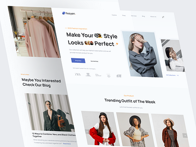 👕 Fesyen - Fashion Landing Page Exploration app design article blog clean design fashion flat header landing page landingpage layout outfit responsive shop simple typography ui web website