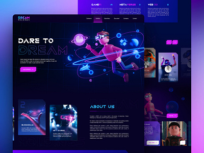 Dream Holdings: Homepage blockchain coin game ui web website