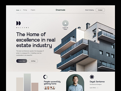 Dreamsale- Real-estate Website Design appdesign architecturewebsitedesign constructionwebdesign design housesale landing page design landingpage minimal modern design modernandtrendywebdesign propertiesweb realestateweb realestatewebsitedesign trendyweb ui uidesign uiweb web webdesign websitedesign