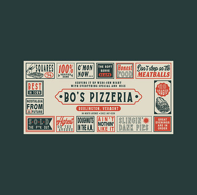 Bo's Pizzeria Menu branding design handdrawn handdrawnlogo icon illustratedmenu illustration illustrations logo menu menuart menudesign menus typography typographydesign vector