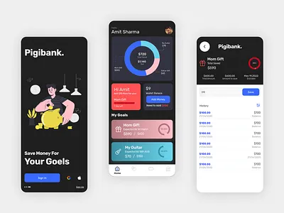 Pigibank App branding flat graphic design illustration logo ui