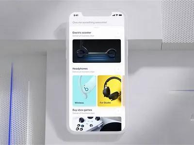 Random query request app branding future generative gpt3 ios iphone motion press query request responce shopping simple speak speech ui voice white