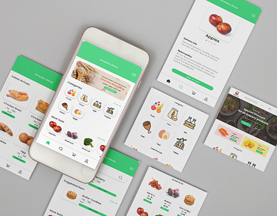 Grocery app application design figma graphic design grocery illustration mobile ui ux virtual stores web webdesign
