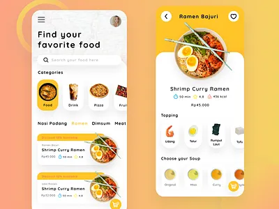 Food UI Design app branding design typography ui
