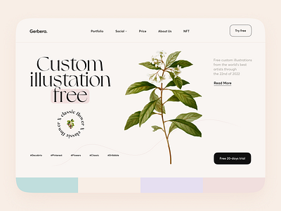 Custom Illustration Gerbera - Webflow Website branding colors cuberto custom dribbble flowers illustration shopify ui ux web webdesign webflow wordpress