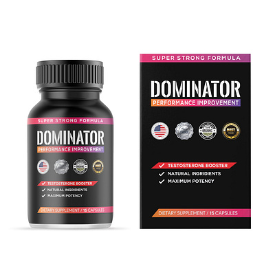 Dominator Supplement 3d box branding design label logo packaging supplement