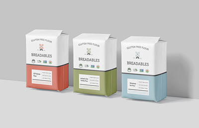 Breadables packaging 3d box branding breadables design flour label logo packaging