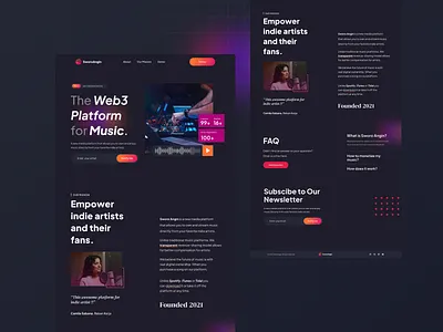 Web3 Music Platform crypto dark mode design landing page nft nft art ui uiux web web3 website