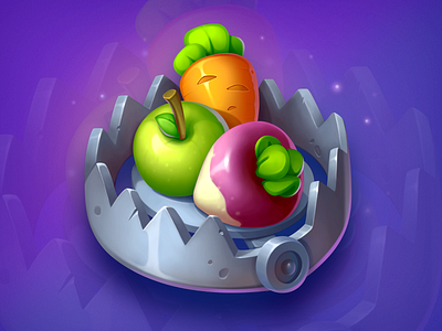 Trap for Vegans 2d apple art asset carrot design element fruits gambling game icon illustration nature slot symbol trap vampire vegan vegetables