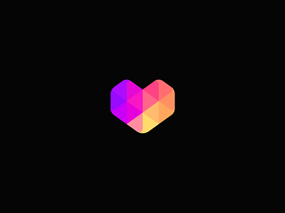 modern colorful Heart logo abstract branding care data geometric h e a r t heart identity like logo love nurse poly polygon protection symbol tech technology