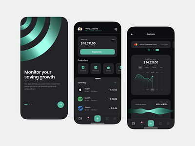 Banking app app bank banking black branding cash clean design finance fintech graphic mobile money product ui ux web