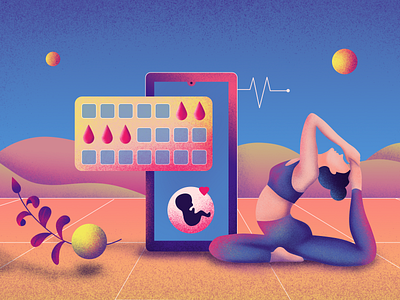 FemTech illustration app application design editorial female femtech illustration media technology woman