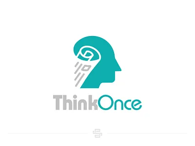 Think Once Logo Concept brain creative design document education flat head icon logic logo minimal news newspaper office paper science think vector