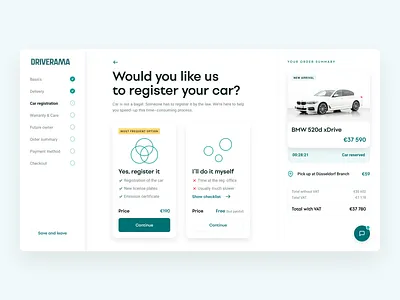 Driverama - The Caregiver Archetype app buy car dashboard design fairness interface platform sell tool ui ux web website wizard