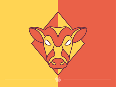 Yellow&Red Cattle animal cattle cattle head cow cow head design farm flat illustration logo milk minimal vector