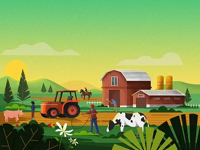 Farm Trophy Games character cow digital art event farm farming horse illustration landscape nature outdoor pig trophy