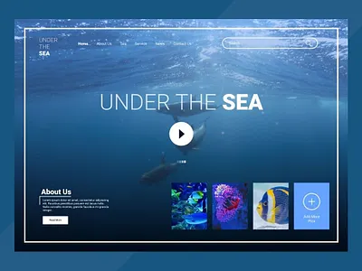 Under The Sea Web UI Design 2021 adobe xd app ui art blue ui branding design figma illustration logo sea sea ui ui ui design under the sea ux web ui webpage webpage design website