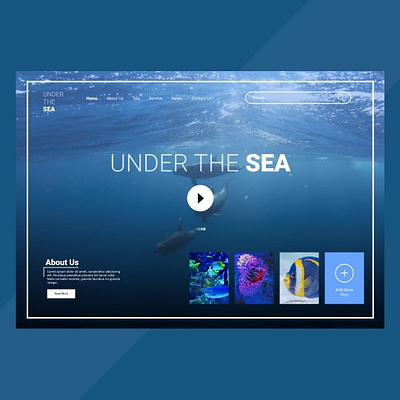 Under The Sea Web UI Design 2021 adobe xd app ui art blue ui branding design figma illustration logo sea sea ui ui ui design under the sea ux web ui webpage webpage design website