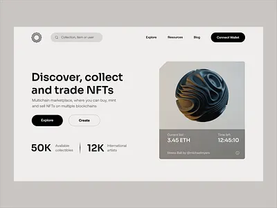 NFT Website: Hero Section 3d animation concept design hero section landing page tech typography ui visual design web design