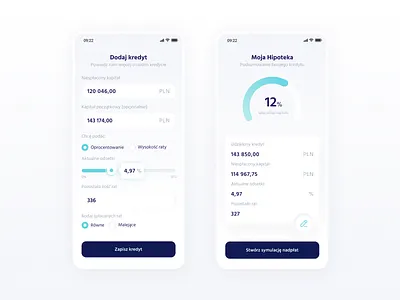 Loan overpayment - mobile application calculator chart clean app design figma finance app financial app form loan app mobile app mobile calculator mobile chart mobile form mobile inputs radio buttons ui ui design ux