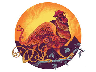 Gullinkambi animals colour gullinkambi illustration illustrator norse norse mythology ragnarok rooster texture