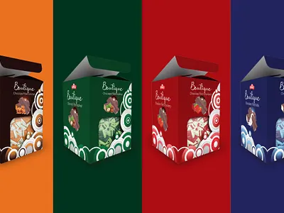 Boutique filled chocolate packaging design box brand branding caramel chocolate design graphic design hazelnut illustration logo milk mockup pack package package design strawberry template vector wrap wrapping