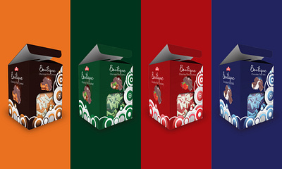 Boutique filled chocolate packaging design box brand branding caramel chocolate design graphic design hazelnut illustration logo milk mockup pack package package design strawberry template vector wrap wrapping