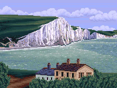 The Seven Sisters 16bit chalk cliffs coast coastal england enviroment game art game design illustration nature pixel art pixel nature pixel sea pixelart sea seashore sevensisters sussex water