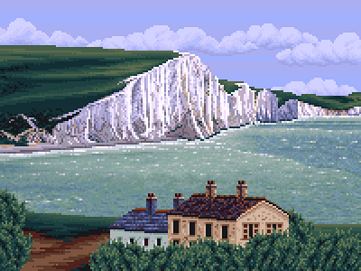 The Seven Sisters 16bit chalk cliffs coast coastal england enviroment game art game design illustration nature pixel art pixel nature pixel sea pixelart sea seashore sevensisters sussex water