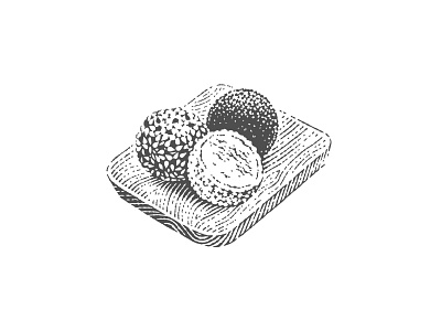 Mochi engraving etch etching food icon japan japanese rice cake label logo menu mochi pen and ink restaurant scratchboard vector engraving