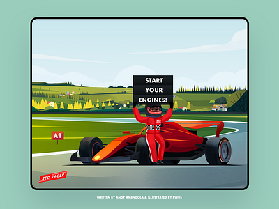 Red Racer Book f1 formula 1 formula1 graphic design hill hills illustration landscape mountain scenery