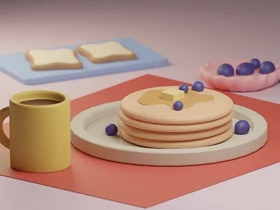3D Breakfast 3d 3dfood animation blender branding design food graphic design inspiration ui vector