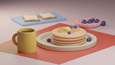 3D Breakfast 3d 3dfood animation blender branding design food graphic design inspiration ui vector