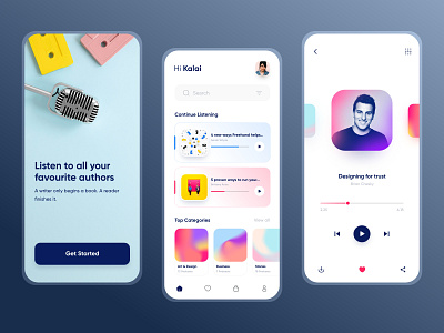 Podcast App app art audio book design flat list mobileapp play player podcast read reader splash ui ux