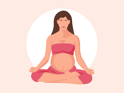 faceless pregnant yoga girl in pink adobe illustrator