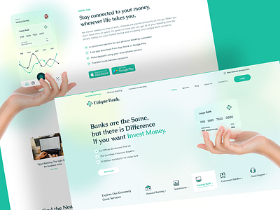 Bank Landing Page bank finance fintech glass morphism graphic design header hero image info box landing page logo ui ux web design